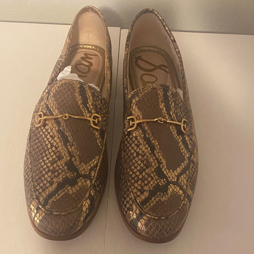 Sam Edelman Leather Snake Print Loafers